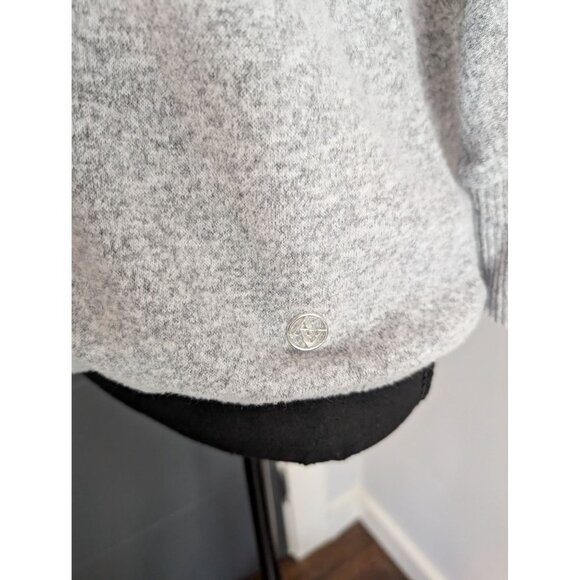 Women's Super Soft Gray Cowl Neck 3/4 Sleeve Sweater Top with Banded Hem - Large - Picture 2 of 9